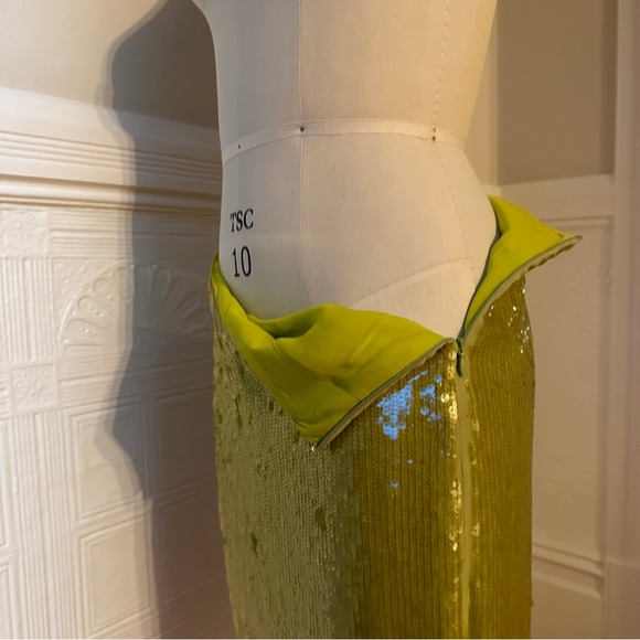 Rachel Roy Lime Green, Drop Waist Sequin Mini Skirt - Y2K Gah Rave Holiday Party - Picture 9 of 11